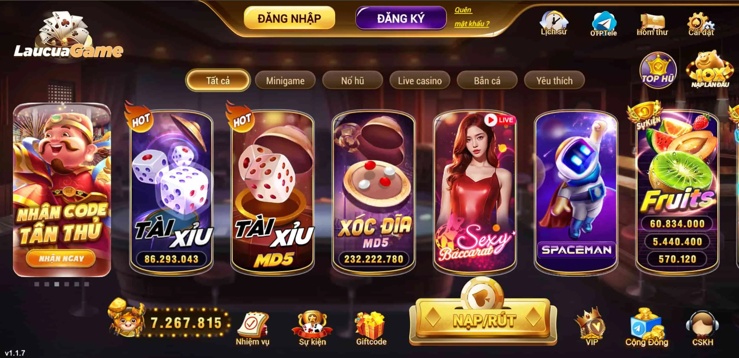 giao diện của Laucuagame